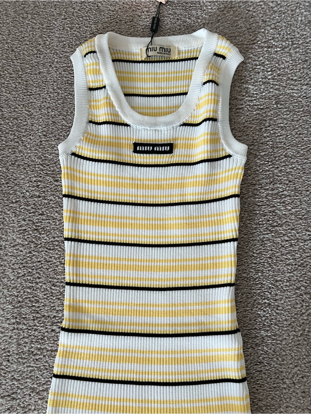 NWT — Yellow & White Striped Ribbed Mini Dress - Picture 10 of 13